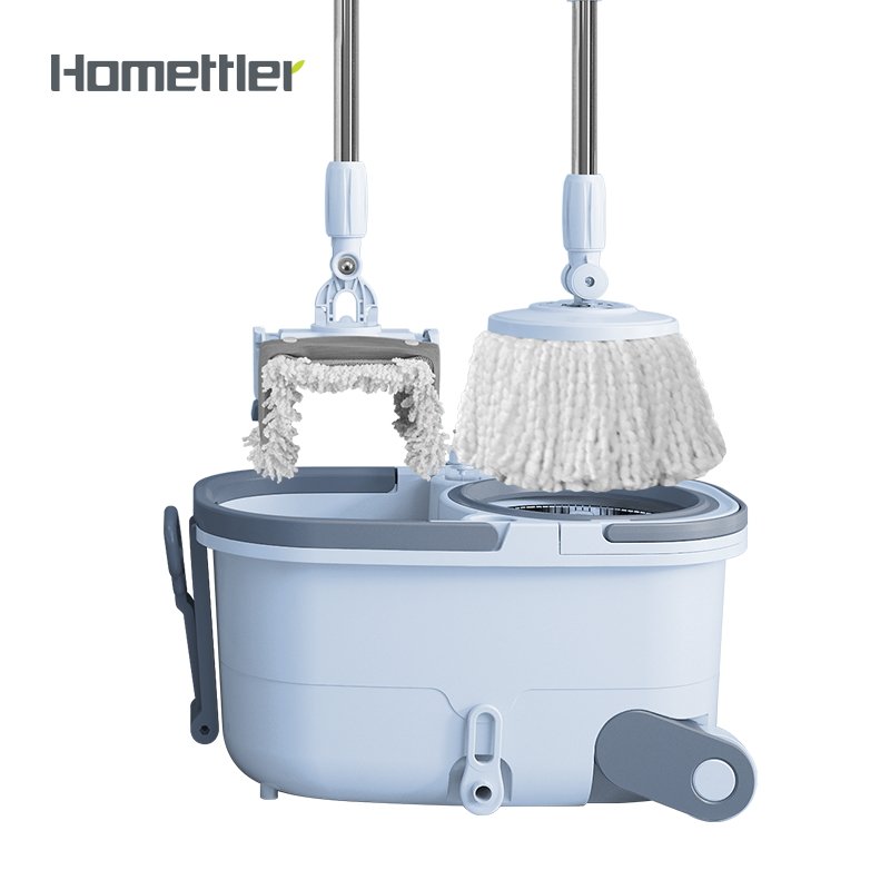 HOMELLTER super big capacity Wet and dry 360 wash flat mop bucket for floor cleaning magic mop Folding flat mop bucket