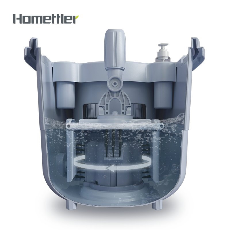 HOMELLTER super big capacity Wet and dry 360 wash flat mop bucket for floor cleaning magic mop Folding flat mop bucket