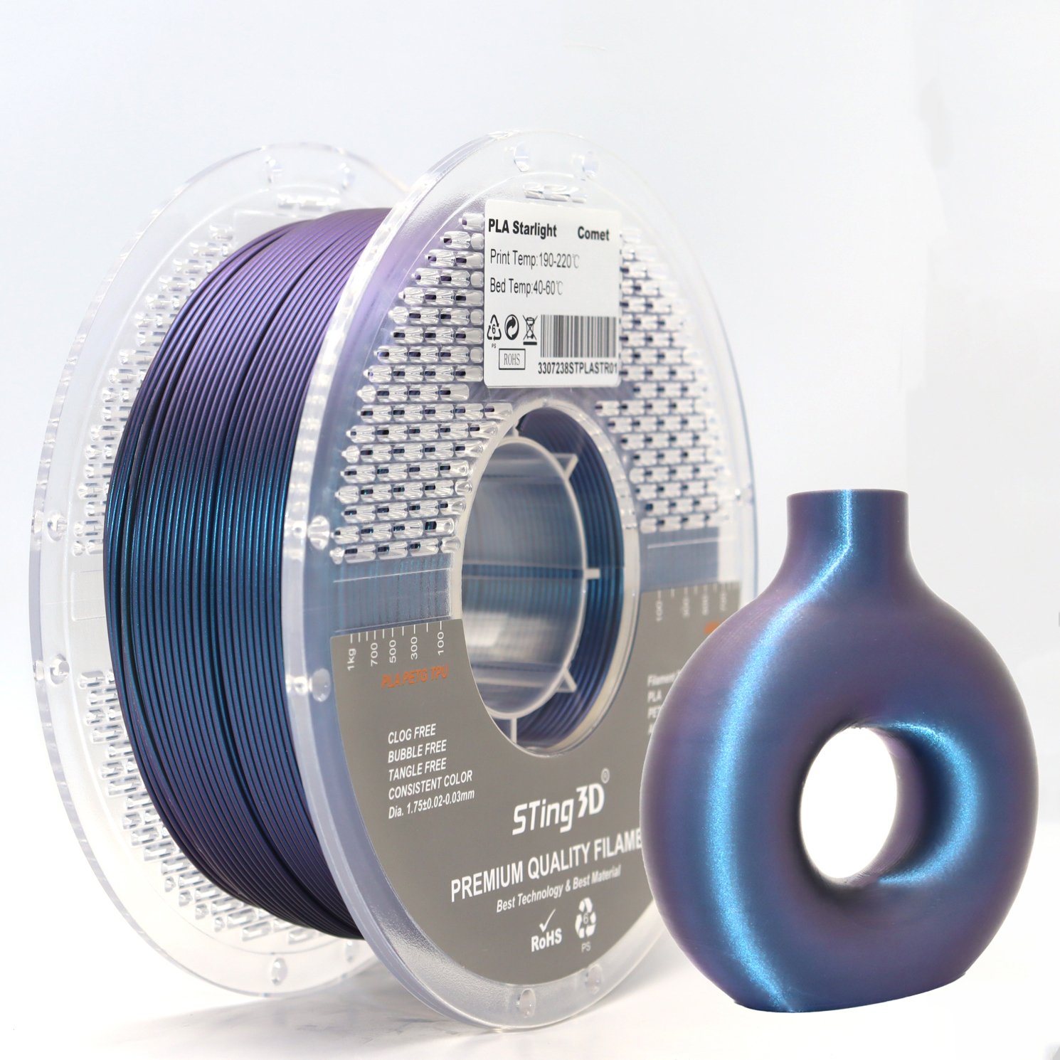 Sting3D OEM 1kg PLA Filament 3d Printer Filament ABS PETG Plus 1.75mm Pla Filamento 3d Printing Filament Extruded Plastic Rods