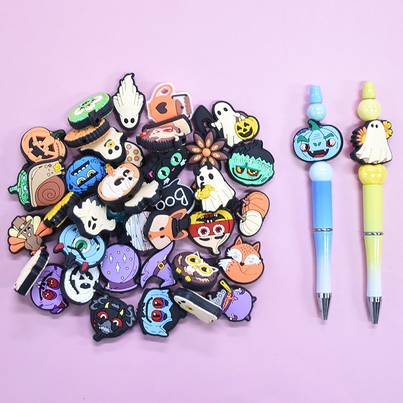 Hot Selling Customize Your Own Focal Beads Diy Pen Charms Pvc Decoration Cartoon Beads For Pen Making Focal Beads