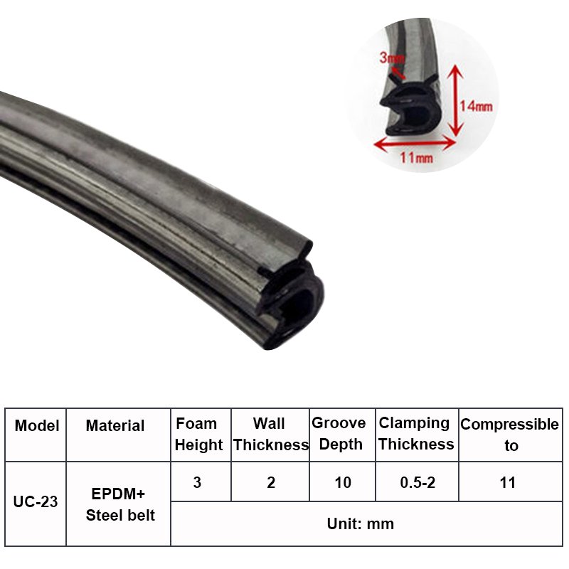 Car Camper Door Glass Trunk Lip Edge Universal Black Epdm Rubber Solid Bubble Composite Extruded Sheet Metal Reinforced Sealings