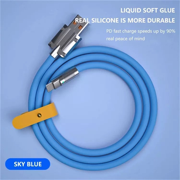High quality 120W transmission 1m 2m cable TPE soft rubber cable with indicator light fast charging data cable