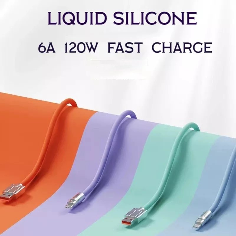 High quality 120W transmission 1m 2m cable TPE soft rubber cable with indicator light fast charging data cable