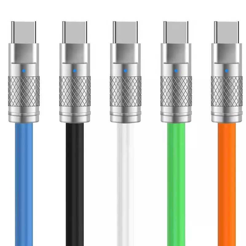High quality 120W transmission 1m 2m cable TPE soft rubber cable with indicator light fast charging data cable