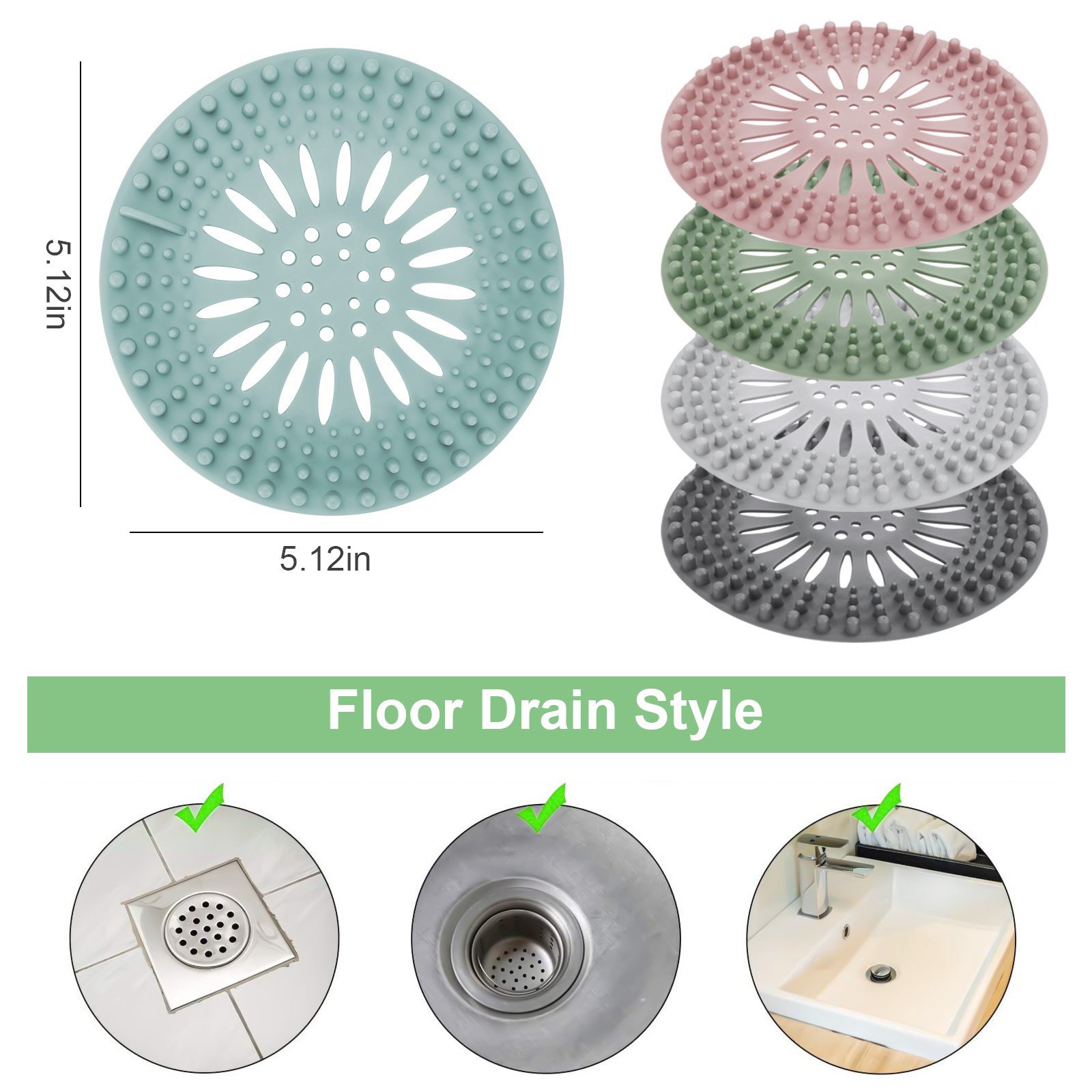 HYA Hair Catcher Durable Silicone Hair Loss Stopper Shower Drain Covers Modern Polished Kitchen Sink Strainer Custom Shape 13