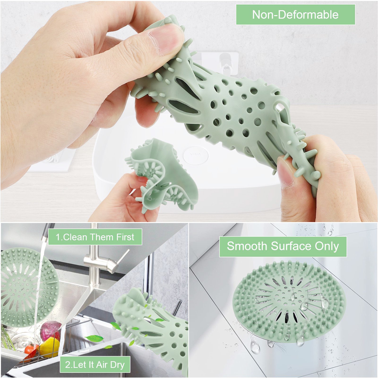 HYA Hair Catcher Durable Silicone Hair Loss Stopper Shower Drain Covers Modern Polished Kitchen Sink Strainer Custom Shape 13