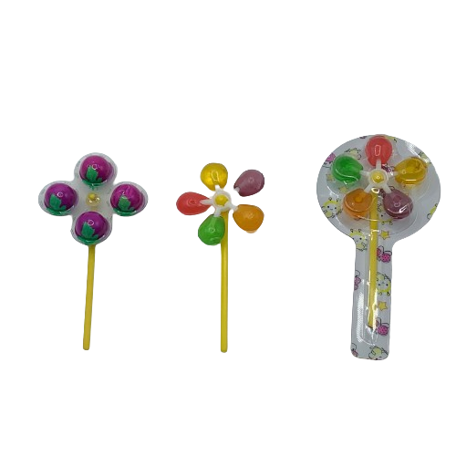 Halal manufacturer cartoon design windmill hard sweet and sour fruit lollipop candy toy
