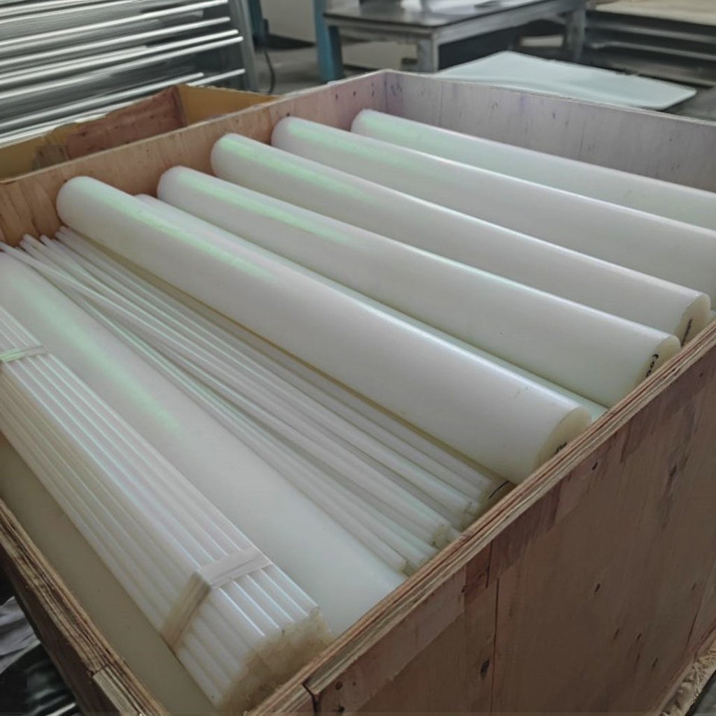 White PA6 Rod 50mm Nylon6 RoundBar PC Material Moulding & Extruded Processing Services Available