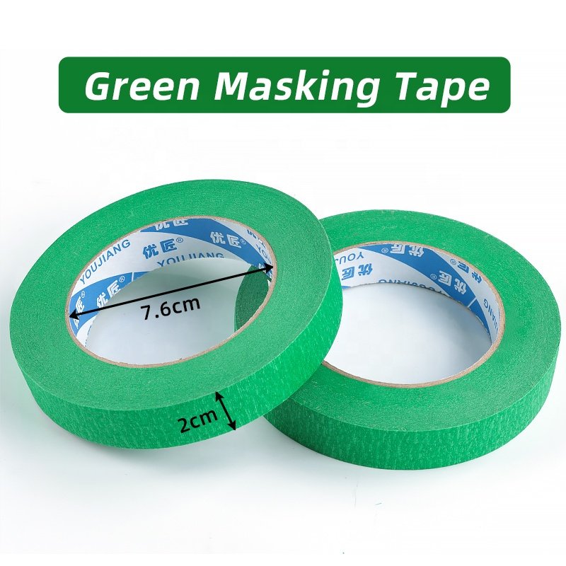 YOUJIANG Art Non-Residual Glue Green Wall Paint Automotive 2 Inch Painter Tape Green Crepe Paper Masking Tape For Painting