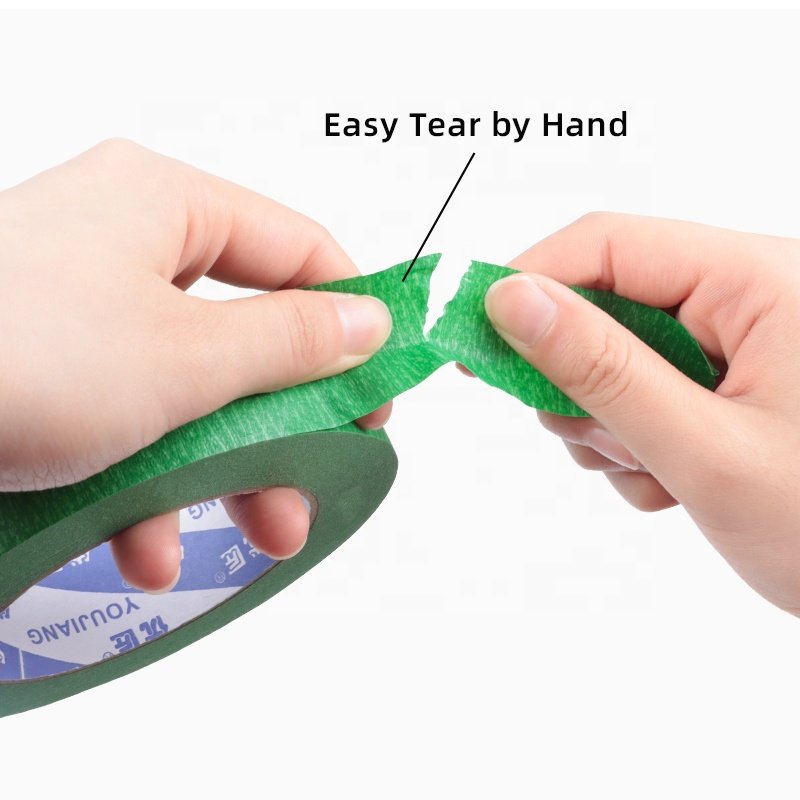 YOUJIANG Art Non-Residual Glue Green Wall Paint Automotive 2 Inch Painter Tape Green Crepe Paper Masking Tape For Painting
