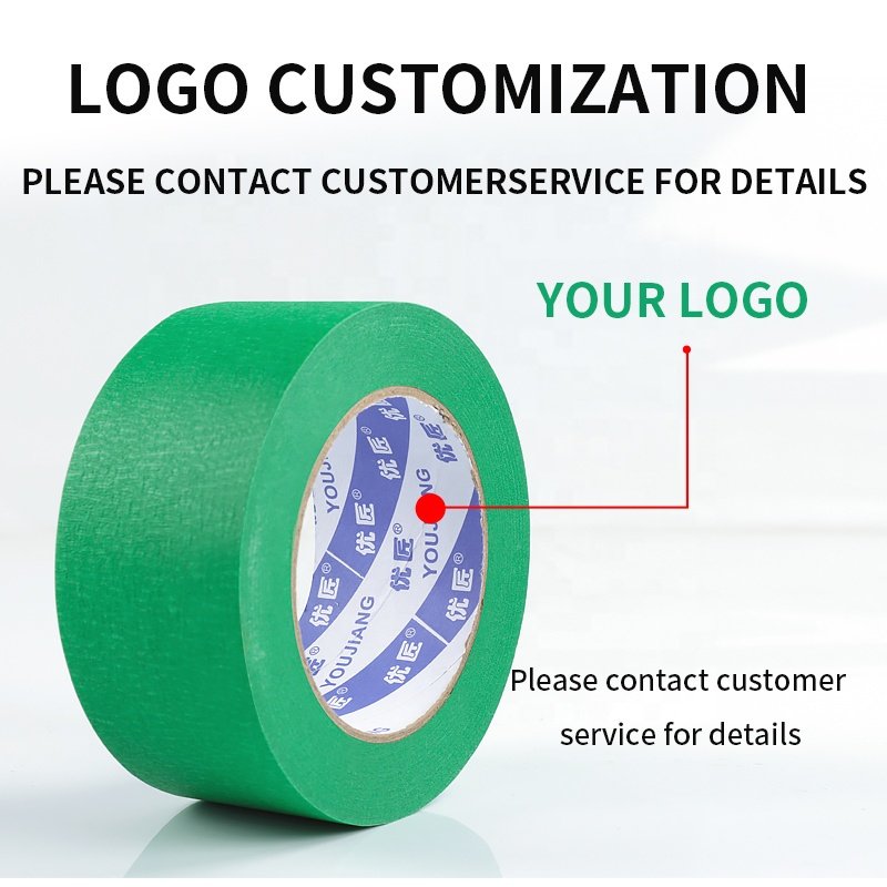 YOUJIANG Art Non-Residual Glue Green Wall Paint Automotive 2 Inch Painter Tape Green Crepe Paper Masking Tape For Painting