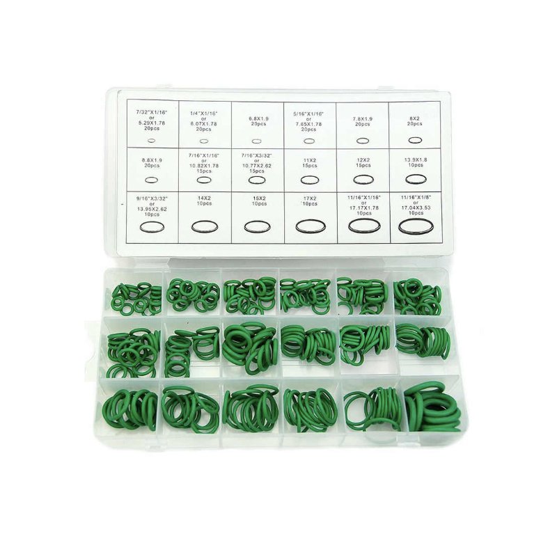 Car Seal Rings Kit Green 270pcs/set 18 Sizes Auto Air Conditioning AC Repair HNBR Rubber O-Ring Seal Rings