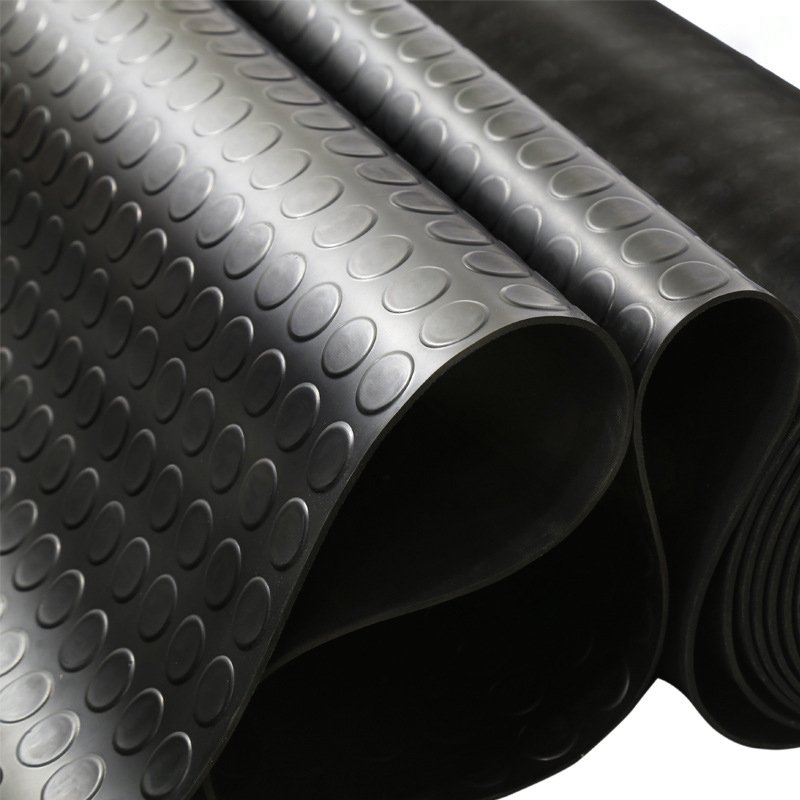 Button Dot Anti-Slip Industrial Rubber Sheet 3mm Thick Coin Flooring Matting Rolls Gym Custom Moulding Cutting Processing