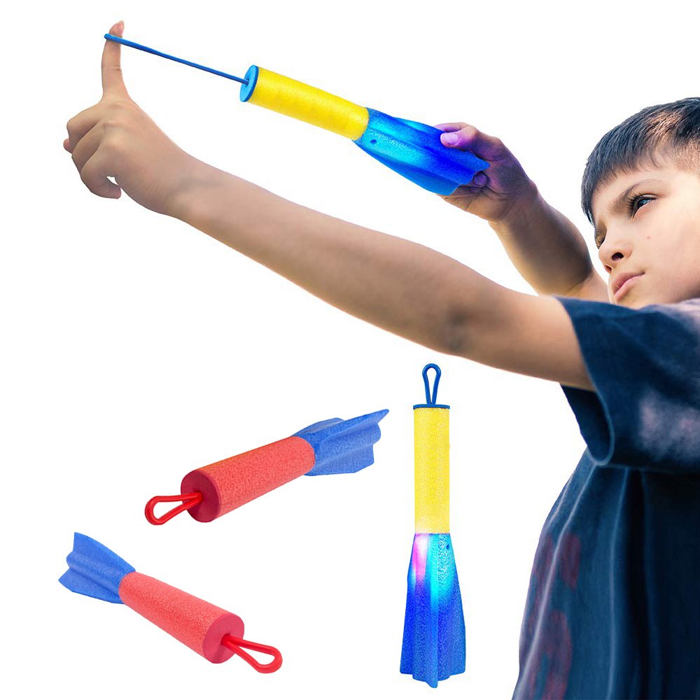 Gold supplier china free sample products jouet pour enfant sling shot led rocket launcher toy light