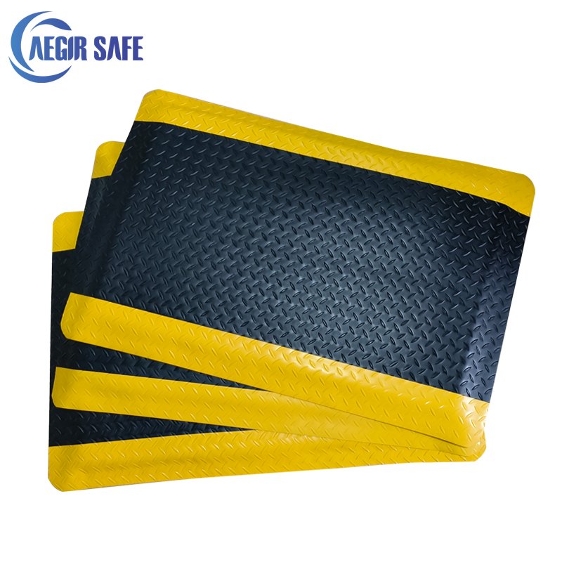 AEGIRSAFE Black 3layer Anti-Fatigue Rubber Floor Mat for Industrial Workshop
