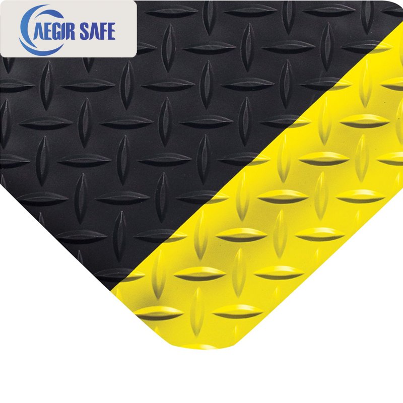 AEGIRSAFE Black 3layer Anti-Fatigue Rubber Floor Mat for Industrial Workshop