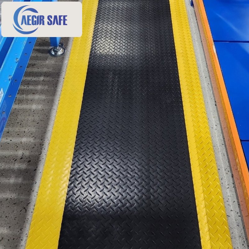 AEGIRSAFE Black 3layer Anti-Fatigue Rubber Floor Mat for Industrial Workshop