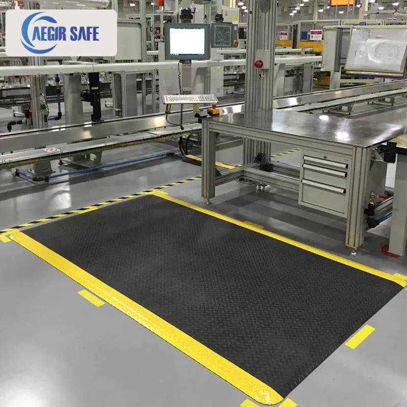 AEGIRSAFE Black 3layer Anti-Fatigue Rubber Floor Mat for Industrial Workshop