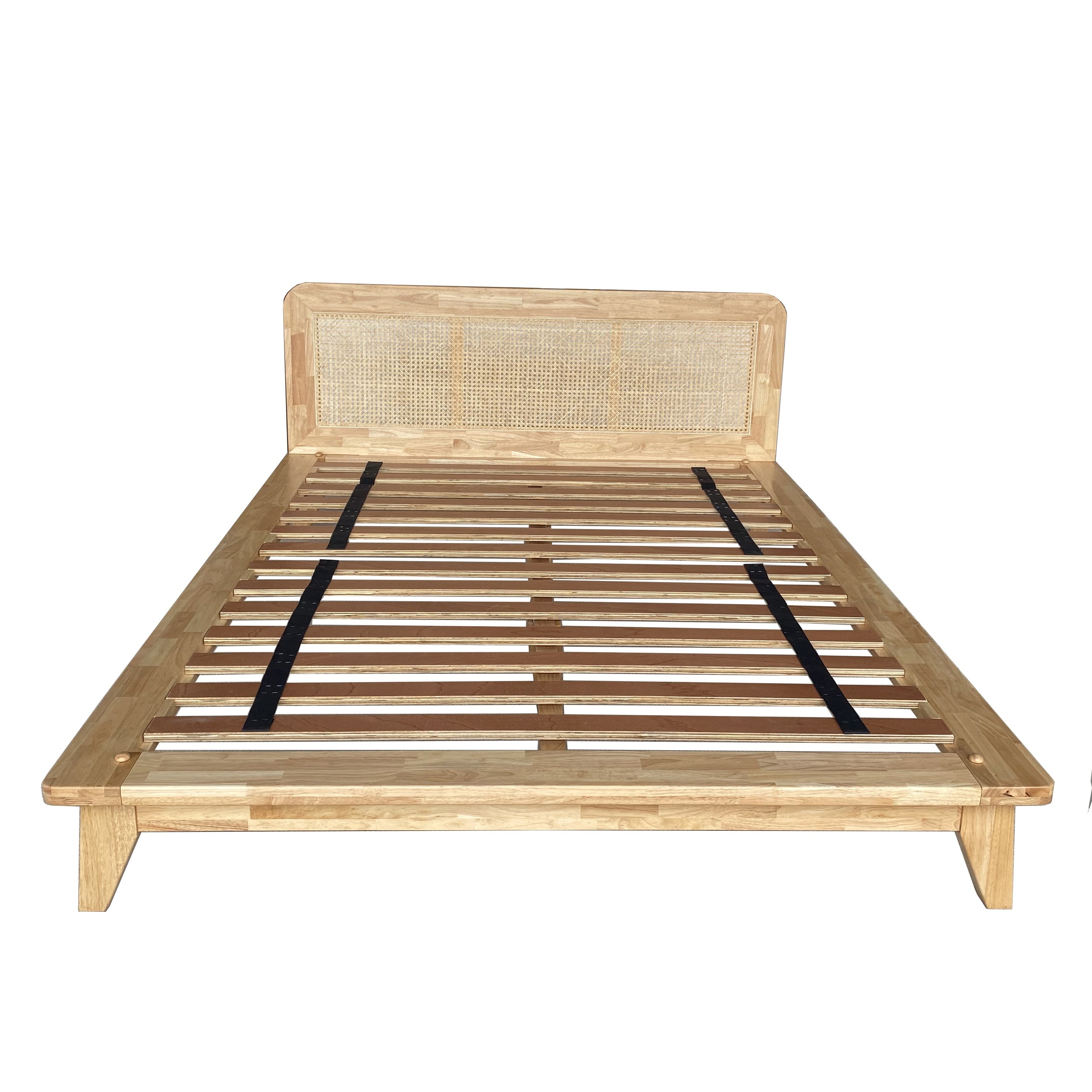 Modern Simple Design Japanese Wood Bed Frame Queen Size Solid Wood for Small Bedrooms Home Furniture Decor