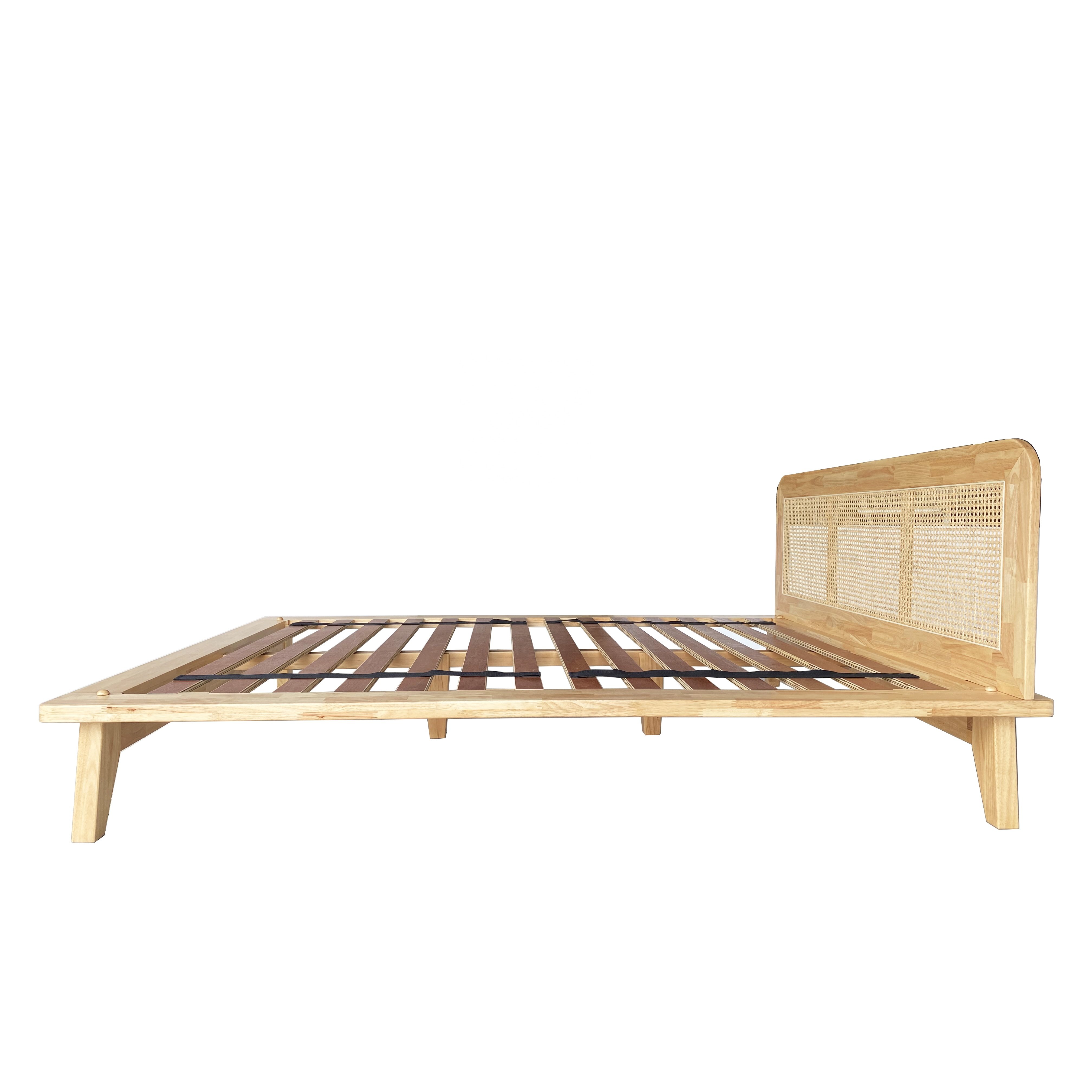 Modern Simple Design Japanese Wood Bed Frame Queen Size Solid Wood for Small Bedrooms Home Furniture Decor