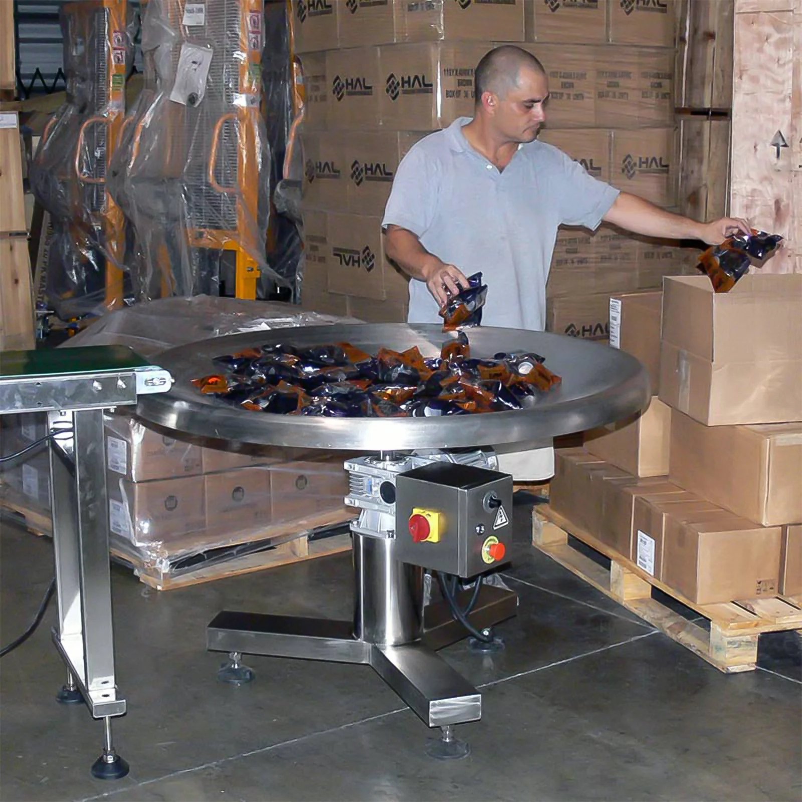 Bifa 48inch Stainless Steel Accumulating Rotary Collection Table for bagged