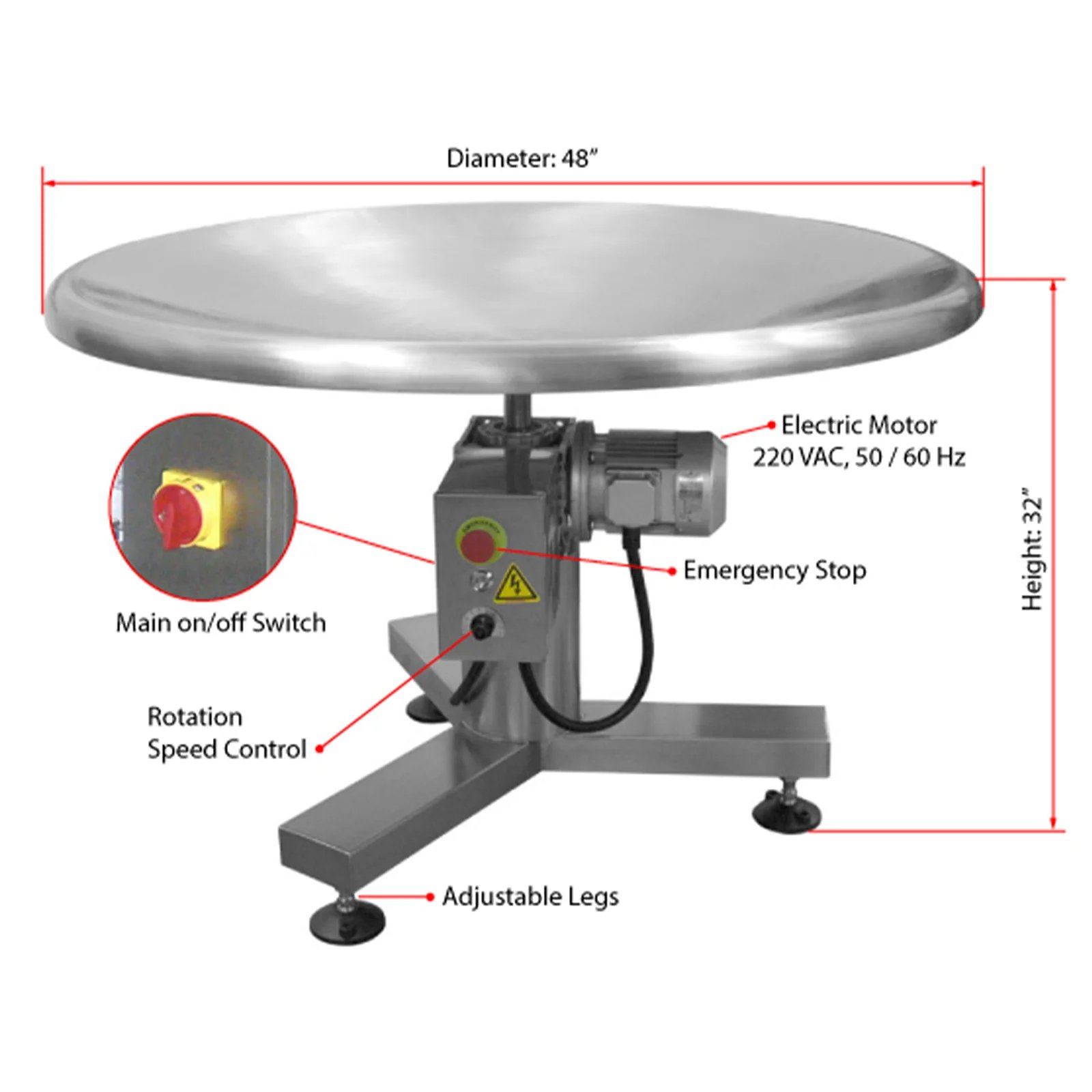Bifa 48inch Stainless Steel Accumulating Rotary Collection Table for bagged