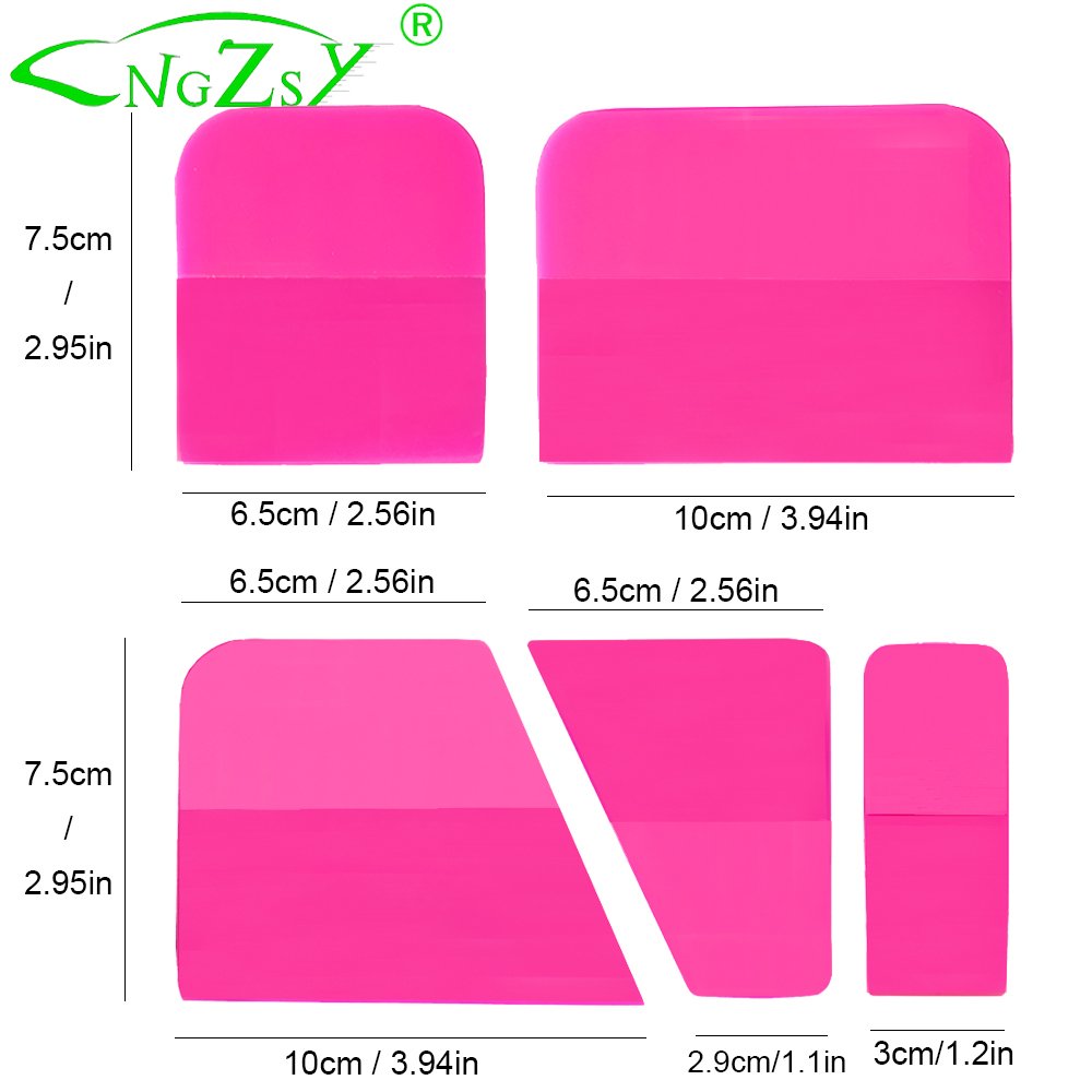 Hot Sale 5pcs Automotive Pink Car Vinyl Wrap Rubber Windscreen PPF Squeegee