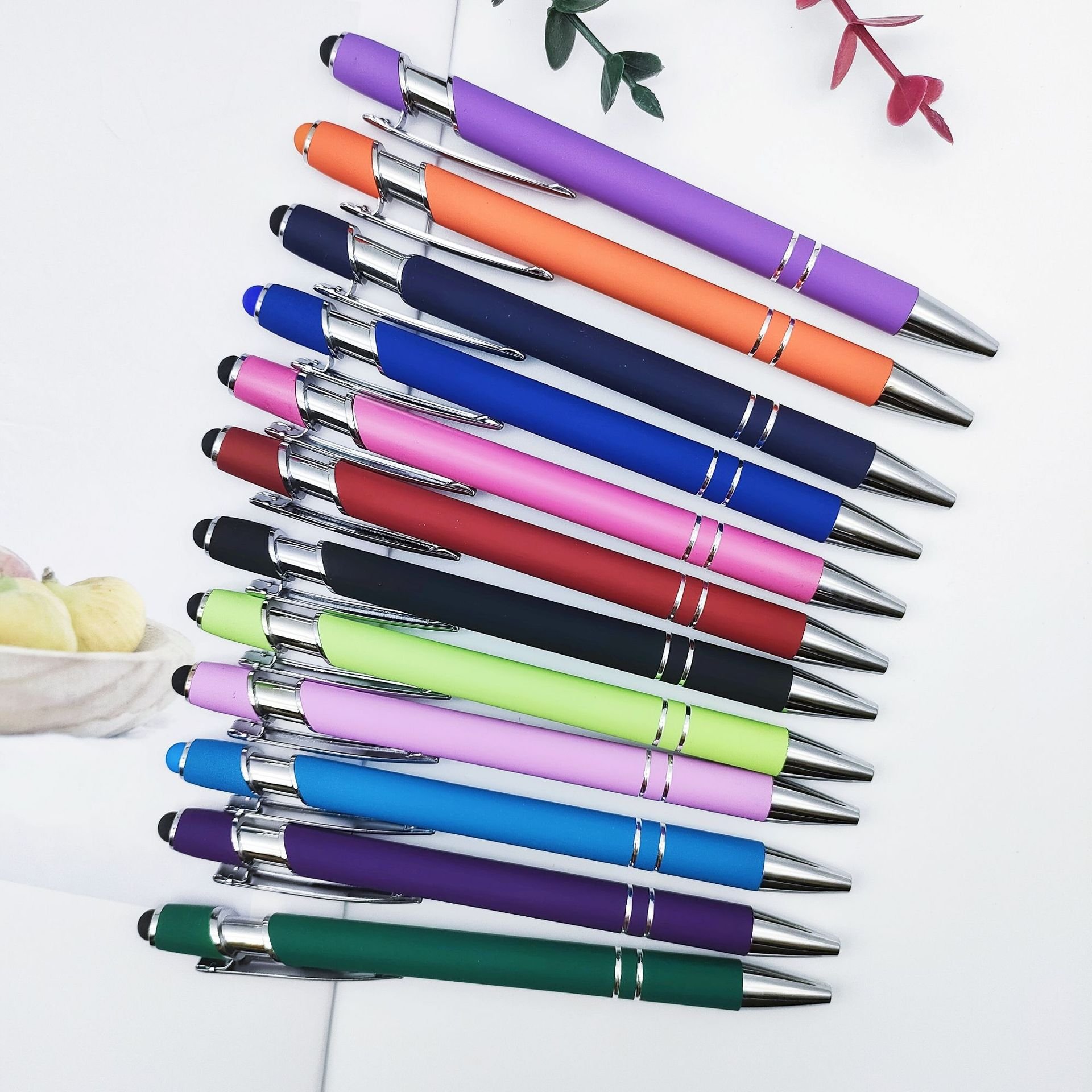 Extremely beautiful Pen Handwriting Touch Screen Stylus Alum Rod Press Capacitor Ballpoint Pen Printable LOGO Business Office