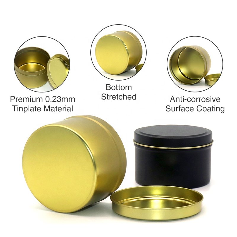 XPD Food Grade Scented Candle Tin Can Round Plug Lid Leak-Free Metal Cosmetic Tin Box For Tea Spice Tin Jars