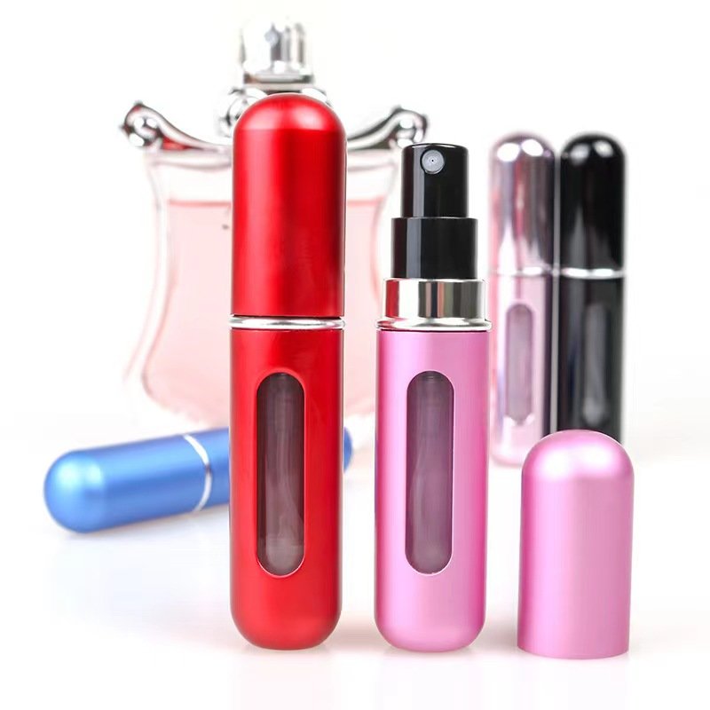 Travel metal pink gold frosted unique 10 ml perfume empty bottles wholesale with box packaging