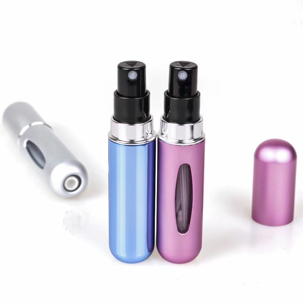Travel metal pink gold frosted unique 10 ml perfume empty bottles wholesale with box packaging