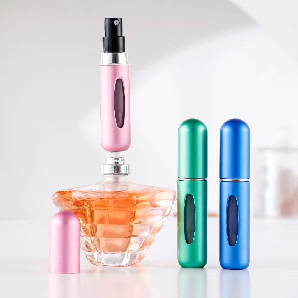 Travel metal pink gold frosted unique 10 ml perfume empty bottles wholesale with box packaging