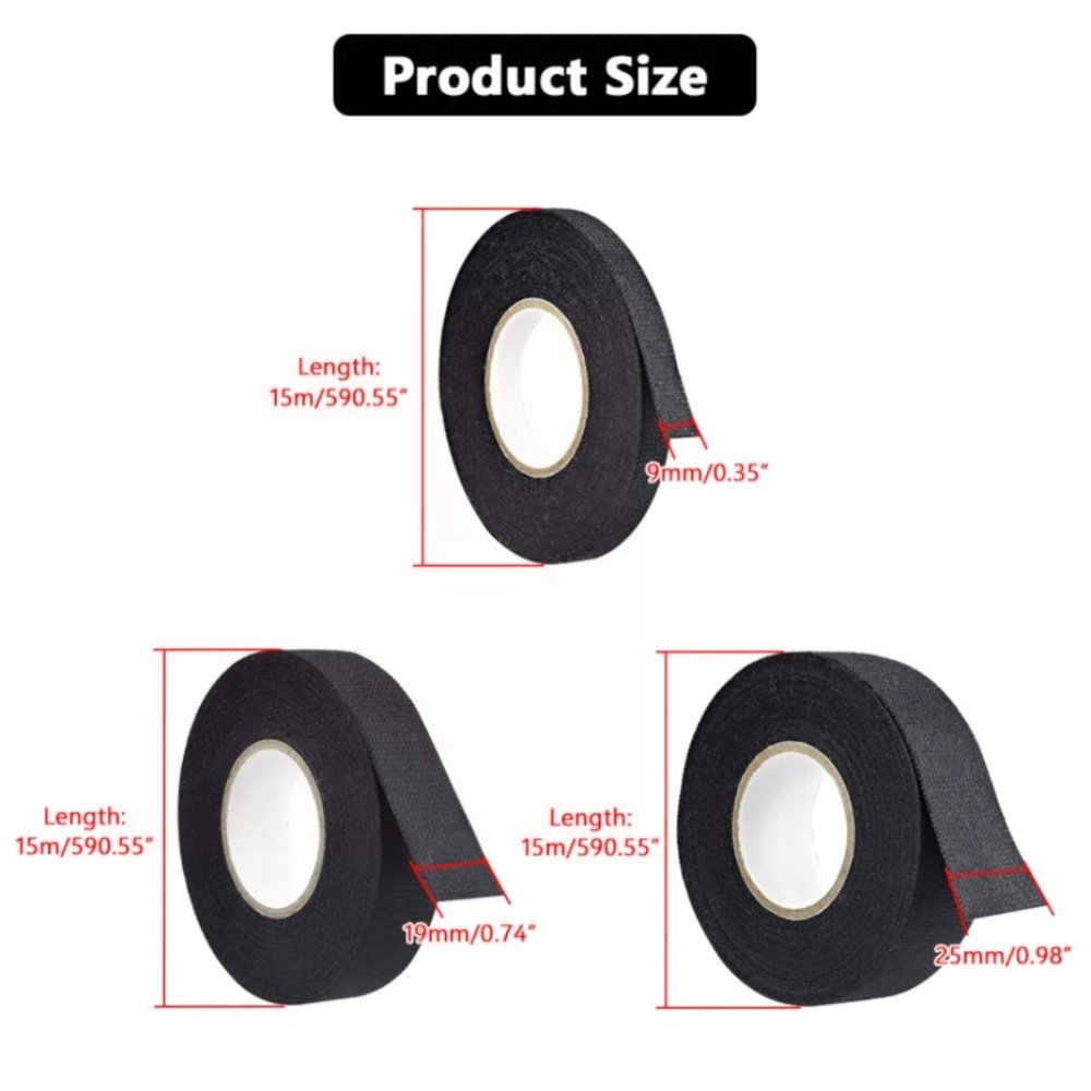 Universal Flannel Fabric Cloth Tape Electrical Maintenance Auto Car Wiring Harness Strapping Black Fabric Flannel Cloth Tape