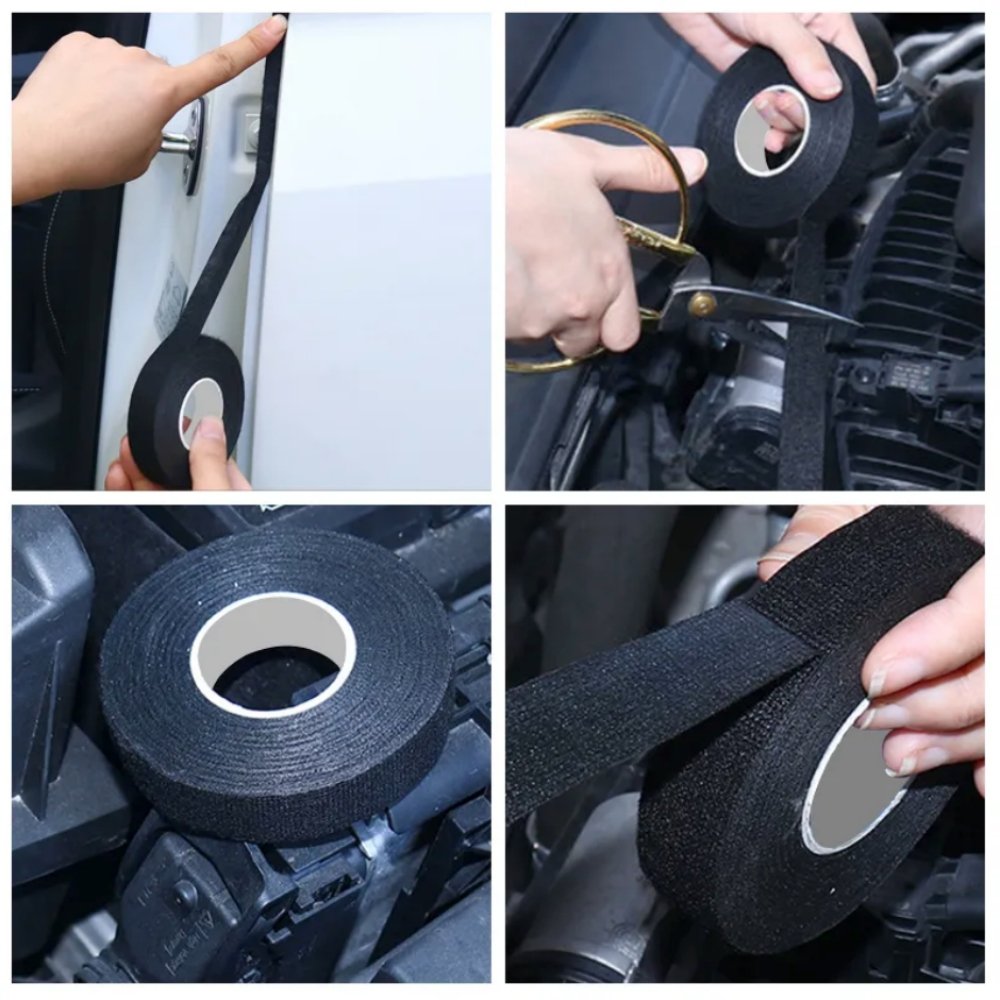 Universal Flannel Fabric Cloth Tape Electrical Maintenance Auto Car Wiring Harness Strapping Black Fabric Flannel Cloth Tape