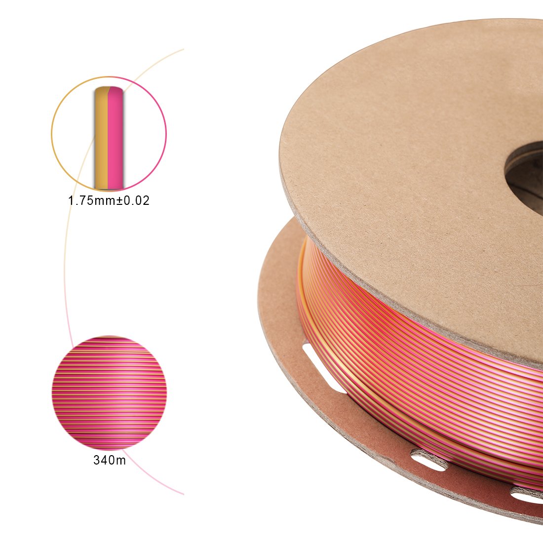 PLA filament 1.75mm silk dual color filament, OEM 3d printer filament pla 1kg 2 colors in 1 pla silk 3d printing