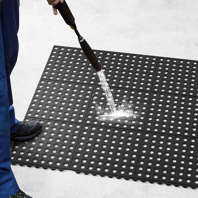 609*914 anti-slip hollow splicing rubber floor mat kitchen hotel kitchen drainage anti-oil rubber mat