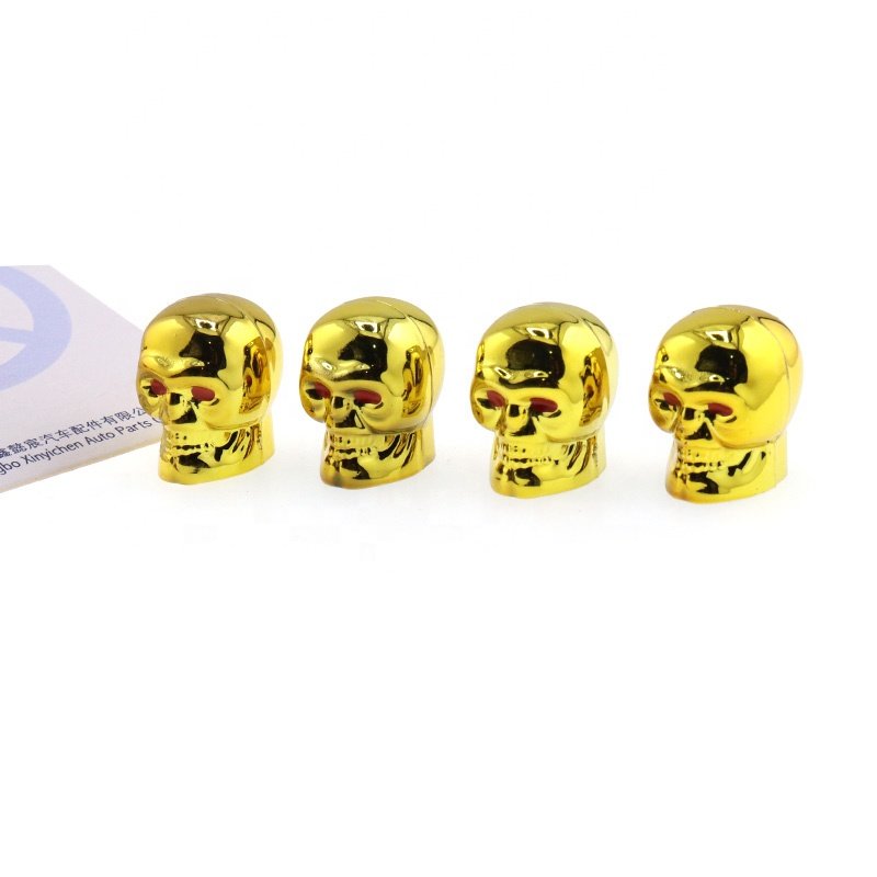 Hot Rod ATV Silver Chrome Skull shape Copper Motorcycle Bike Car Tire Valve Stem caps