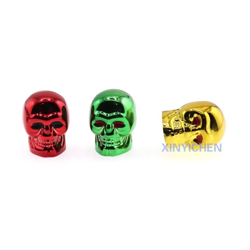 Hot Rod ATV Silver Chrome Skull shape Copper Motorcycle Bike Car Tire Valve Stem caps