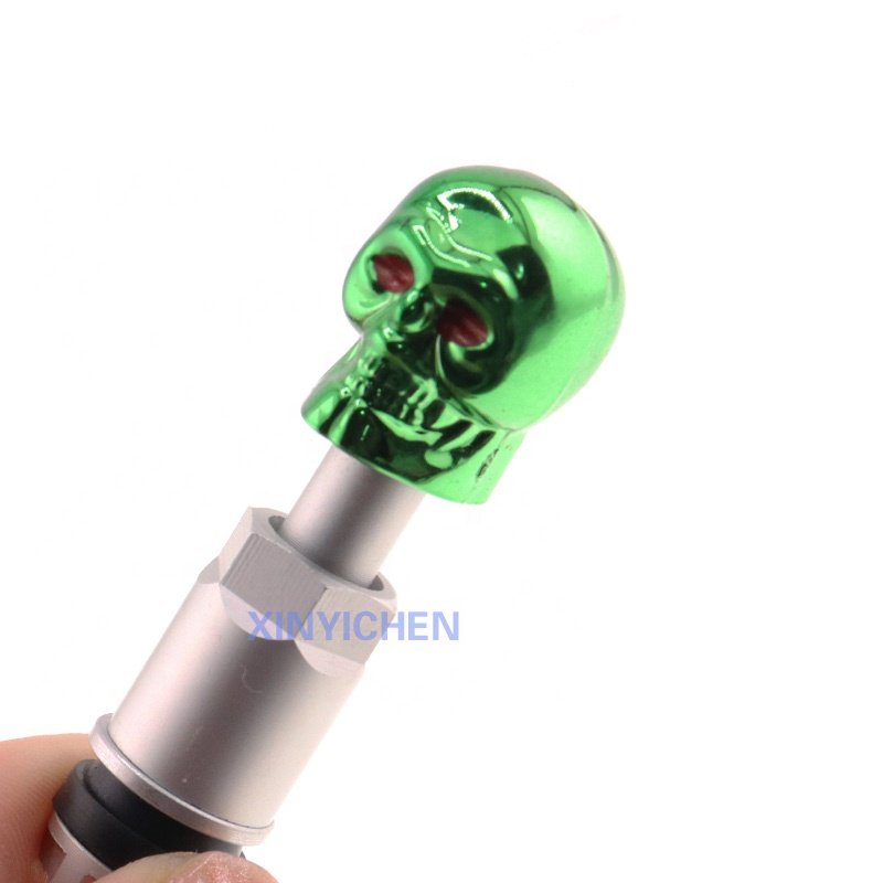 Hot Rod ATV Silver Chrome Skull shape Copper Motorcycle Bike Car Tire Valve Stem caps