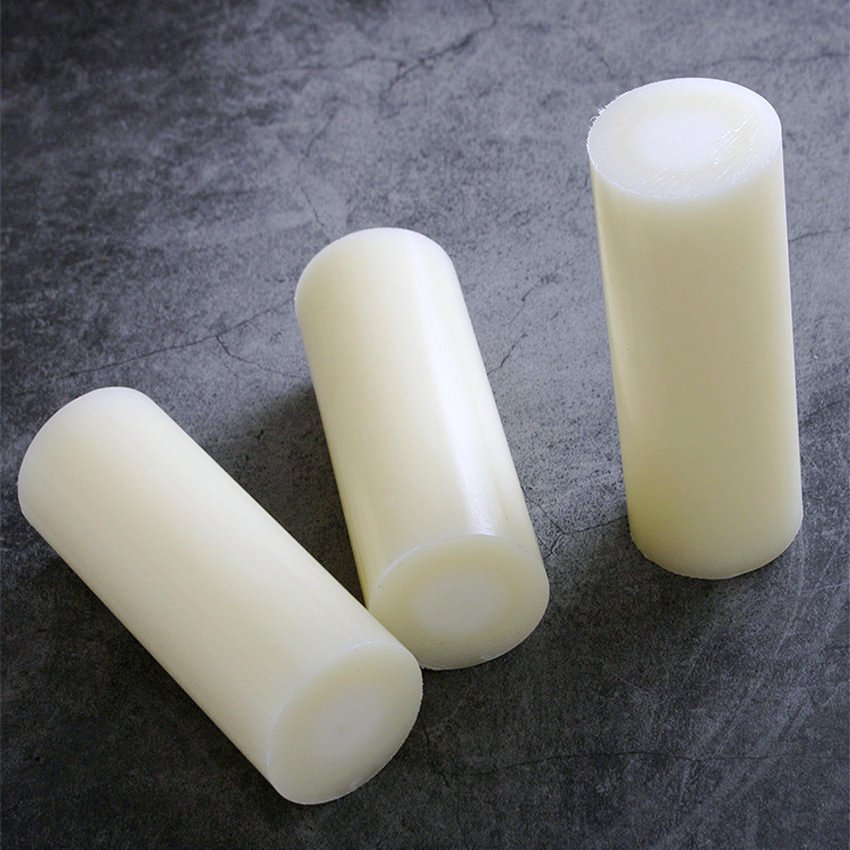 Nylon Plastic Round Rod for punching tools 2" Diameter 5.5" Length - White Color