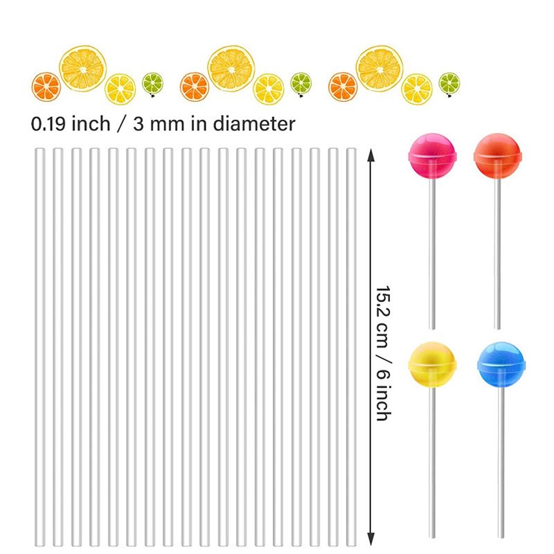 YOUYIZUO Factory Direct Sales 2-10mm Small Diameter acrylic rod for Plastic Lollipop Sticks Cake Pop Treat Sticks