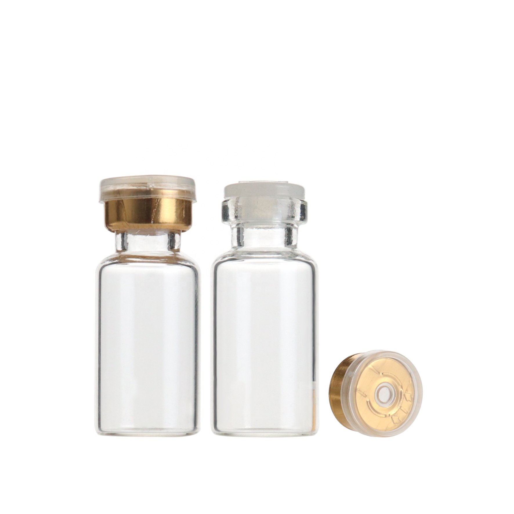 Glass packaging 6ml small clear glass bottles vials with aluminum plastic cap and stopper
