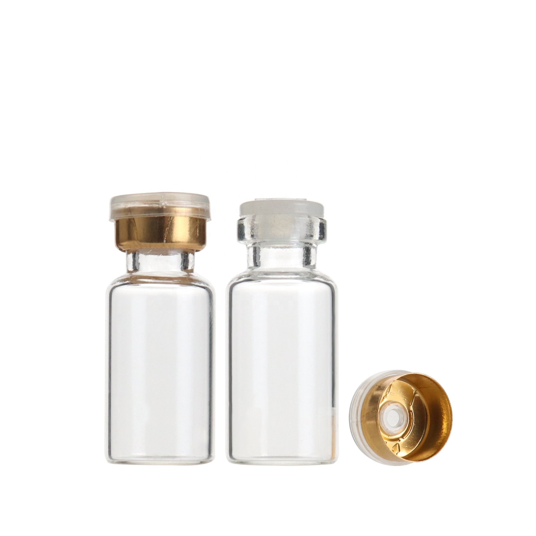 Glass packaging 6ml small clear glass bottles vials with aluminum plastic cap and stopper