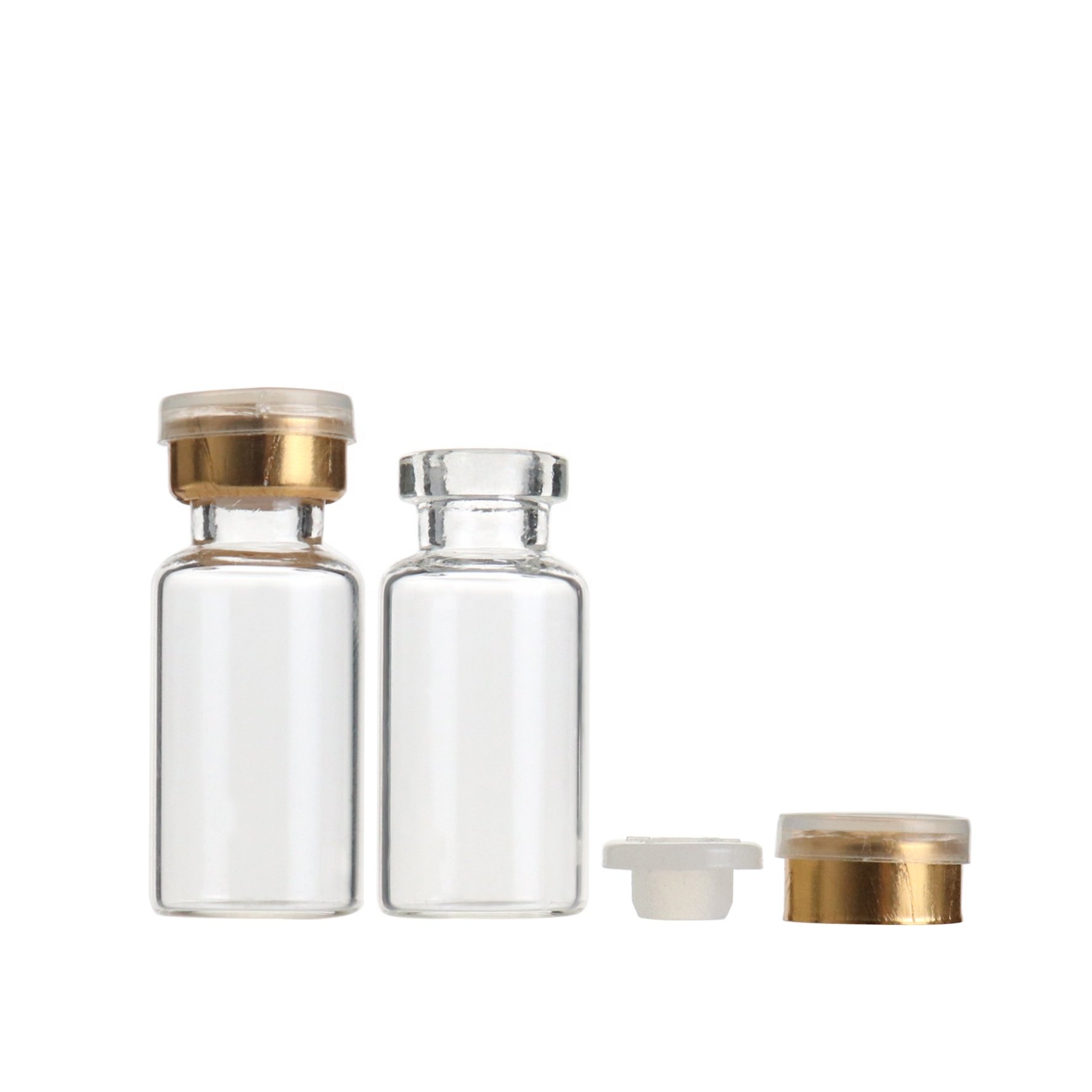 Glass packaging 6ml small clear glass bottles vials with aluminum plastic cap and stopper