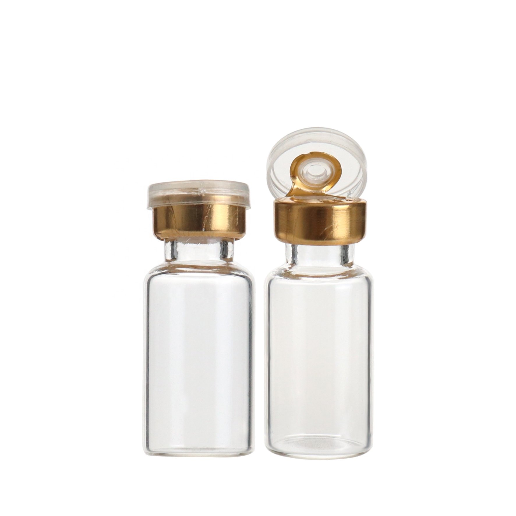 Glass packaging 6ml small clear glass bottles vials with aluminum plastic cap and stopper