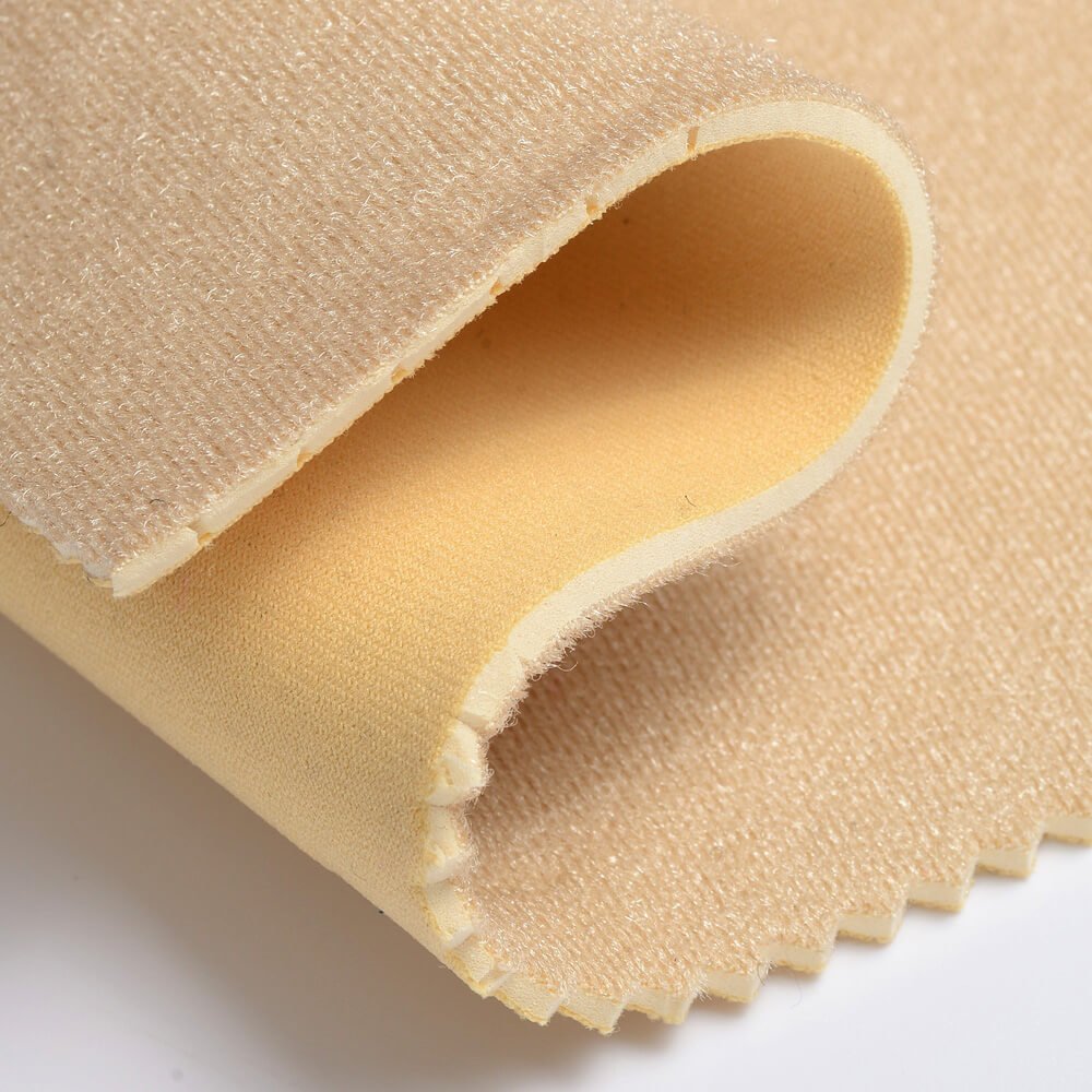 Hotsale 4mm 5mm beige nylon loop fabric(UBL) neoprene rubber sheet for physical rehabilitation gear.