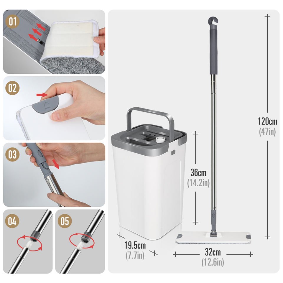 Masthome 2022 New Arrival Flat Floor Microfiber Mop Pad Cleanroom Scratch Cleaning Floor Mop With Bucket