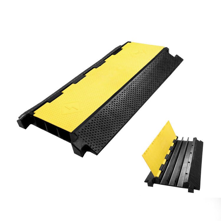 3-Channel Speed Hump Stage Floor Cord Ramp Automotive Rubber Cable Protector Covering