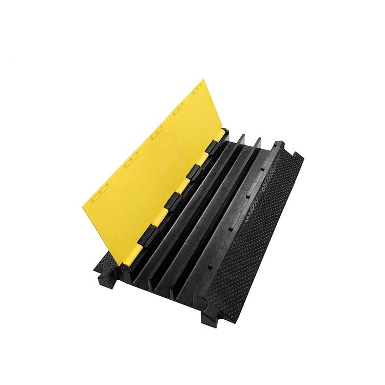 3-Channel Speed Hump Stage Floor Cord Ramp Automotive Rubber Cable Protector Covering