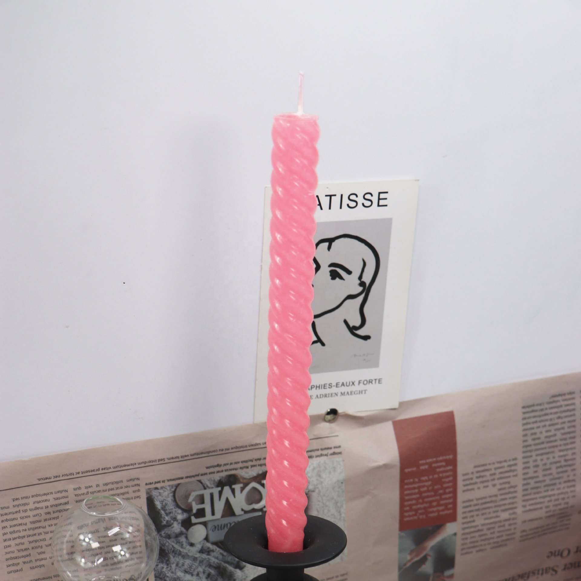 B-7018 Square Head Long Rod Spiral Church Candle Mold Handmade Plastic Mold Easy Demoulding Rod Wax Plastic Mould